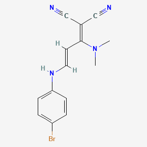 molecular formula C14H13BrN4 B2745204 2-[3-(4-Bromoanilino)-1-(dimethylamino)-2-propenylidene]malononitrile CAS No. 339102-06-6