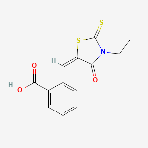 molecular formula C13H11NO3S2 B2745206 2-[(E)-(3-ethyl-4-oxo-2-thioxo-1,3-thiazolidin-5-ylidene)methyl]benzoic acid CAS No. 107622-62-8