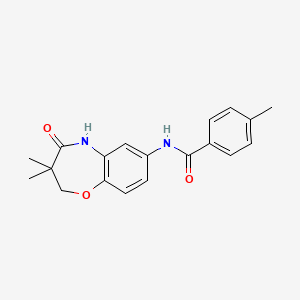 molecular formula C19H20N2O3 B2745208 N-(3,3-dimethyl-4-oxo-2,3,4,5-tetrahydrobenzo[b][1,4]oxazepin-7-yl)-4-methylbenzamide CAS No. 921777-49-3