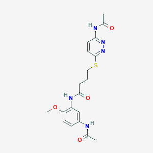 molecular formula C19H23N5O4S B2745209 N-(5-乙酰氨基-2-甲氧基苯基)-4-((6-乙酰氨基吡啶-3-基)硫代)丁酰胺 CAS No. 1105210-81-8