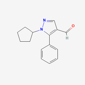 molecular formula C15H16N2O B2745212 1-环戊基-5-苯基-1H-吡唑-4-甲醛 CAS No. 1307387-08-1