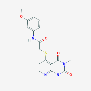 molecular formula C18H18N4O4S B2745213 2-(1,3-二甲基-2,4-二氧基嘧啶并[2,3-d]嘧啶-5-基)硫代-N-(3-甲氧基苯基)乙酰胺 CAS No. 899748-54-0