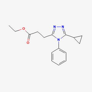 molecular formula C16H19N3O2 B2745214 Ethyl 3-(5-cyclopropyl-4-phenyl-4H-1,2,4-triazol-3-yl)propanoate CAS No. 2219373-80-3