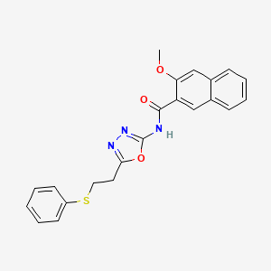 molecular formula C22H19N3O3S B2745215 3-甲氧基-N-(5-(2-(苯基硫基)乙基)-1,3,4-噁二唑-2-基)-2-萘酰胺 CAS No. 923435-87-4