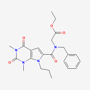 molecular formula C23H28N4O5 B2745216 ethyl 2-(N-benzyl-1,3-dimethyl-2,4-dioxo-7-propyl-2,3,4,7-tetrahydro-1H-pyrrolo[2,3-d]pyrimidine-6-carboxamido)acetate CAS No. 1021092-48-7