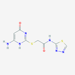 molecular formula C8H8N6O2S2 B274522 2-[(6-amino-4-oxo-1H-pyrimidin-2-yl)sulfanyl]-N-(1,3,4-thiadiazol-2-yl)acetamide 