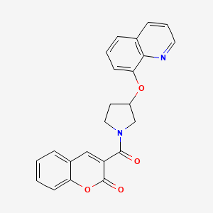 molecular formula C23H18N2O4 B2745220 3-(3-(quinolin-8-yloxy)pyrrolidine-1-carbonyl)-2H-chromen-2-one CAS No. 1904336-69-1