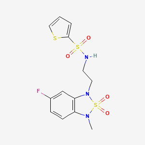 molecular formula C13H14FN3O4S3 B2745224 N-(2-(6-fluoro-3-methyl-2,2-dioxidobenzo[c][1,2,5]thiadiazol-1(3H)-yl)ethyl)thiophene-2-sulfonamide CAS No. 2034240-98-5