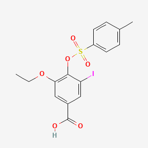 molecular formula C16H15IO6S B2745225 3-Ethoxy-5-iodo-4-{[(4-methylphenyl)sulfonyl]oxy}benzoic acid CAS No. 1982241-73-5