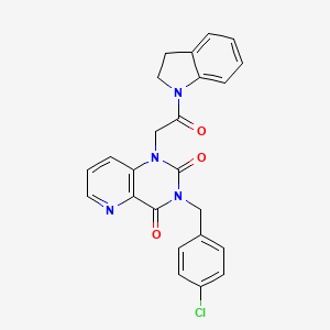 molecular formula C24H19ClN4O3 B2745227 3-(4-chlorobenzyl)-1-(2-(indolin-1-yl)-2-oxoethyl)pyrido[3,2-d]pyrimidine-2,4(1H,3H)-dione CAS No. 923121-92-0