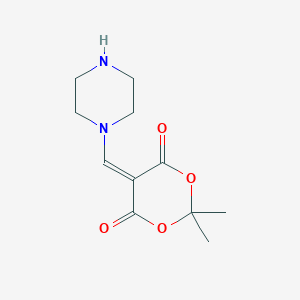molecular formula C11H16N2O4 B2745229 2,2-二甲基-5-(哌嗪基甲烯)-1,3-二氧杂环戊二酮-4,6-二酮 CAS No. 1023539-62-9