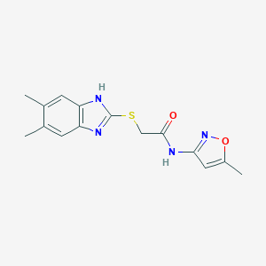 2-[(5,6-dimethyl-1H-benzimidazol-2-yl)sulfanyl]-N-(5-methyl-1,2-oxazol-3-yl)acetamide