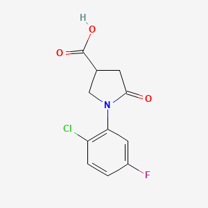 molecular formula C11H9ClFNO3 B2745231 1-(2-氯-5-氟苯基)-5-氧代吡咯啉-3-甲酸 CAS No. 1291837-07-4