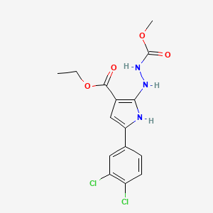 molecular formula C15H15Cl2N3O4 B2745237 Ethyl 5-(3,4-dichlorophenyl)-2-(2-methoxycarbonylhydrazinyl)-1H-pyrrole-3-carboxylate CAS No. 400085-15-6