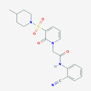 molecular formula C20H22N4O4S B2745239 N-(2-氰基苯基)-2-(3-((4-甲基哌啶-1-基)磺酰)-2-氧代吡啶-1(2H)-基)乙酰胺 CAS No. 1251562-34-1