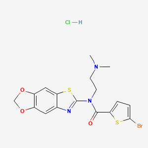 molecular formula C17H17BrClN3O3S2 B2745246 5-bromo-N-[2-(dimethylamino)ethyl]-N-([1,3]dioxolo[4,5-f][1,3]benzothiazol-6-yl)thiophene-2-carboxamide;hydrochloride CAS No. 1216988-42-9