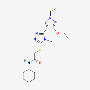 N-cyclohexyl-2-((5-(3-ethoxy-1-ethyl-1H-pyrazol-4-yl)-4-methyl-4H-1,2,4-triazol-3-yl)thio)acetamide