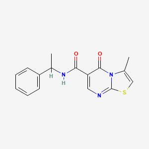 molecular formula C16H15N3O2S B2745255 3-methyl-5-oxo-N-(1-phenylethyl)-5H-thiazolo[3,2-a]pyrimidine-6-carboxamide CAS No. 851944-75-7