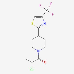 molecular formula C12H14ClF3N2OS B2745265 2-Chloro-1-[4-[4-(trifluoromethyl)-1,3-thiazol-2-yl]piperidin-1-yl]propan-1-one CAS No. 2411306-78-8