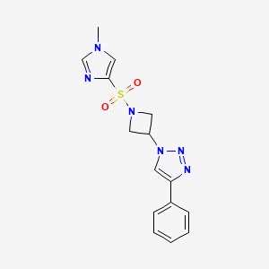 molecular formula C15H16N6O2S B2745275 1-(1-((1-甲基-1H-咪唑-4-基)磺酰)氮杂环丁烷-3-基)-4-苯基-1H-1,2,3-三唑 CAS No. 2034524-79-1