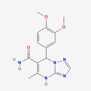 molecular formula C15H17N5O3 B2745280 7-(3,4-Dimethoxyphenyl)-5-methyl-4,7-dihydro[1,2,4]triazolo[1,5-a]pyrimidine-6-carboxamide CAS No. 536999-15-2