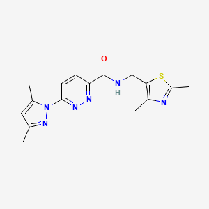 molecular formula C16H18N6OS B2745282 6-(3,5-dimethyl-1H-pyrazol-1-yl)-N-((2,4-dimethylthiazol-5-yl)methyl)pyridazine-3-carboxamide CAS No. 1396867-58-5