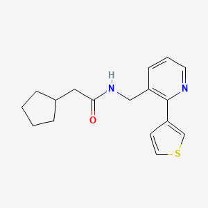 molecular formula C17H20N2OS B2745283 2-环戊基-N-((2-(噻吩-3-基)吡啶-3-基)甲基)乙酰胺 CAS No. 2034441-59-1