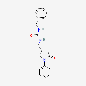 molecular formula C19H21N3O2 B2745284 1-苄基-3-((5-氧代-1-苯基吡咯啶-3-基)甲基)脲 CAS No. 954695-74-0