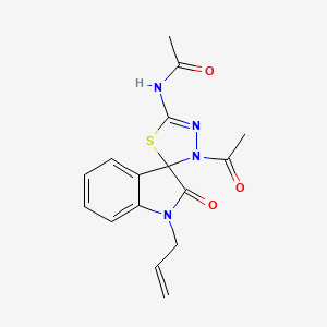 molecular formula C16H16N4O3S B2745295 N-(3-acetyl-7-oxo-6-prop-2-enylspiro[1,3,4-thiadiazoline-2,3'-indoline]-5-yl)a cetamide CAS No. 902255-00-9