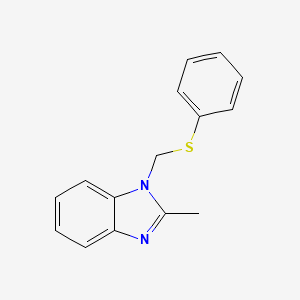 molecular formula C15H14N2S B2745297 2-Methyl-1-[(phenylsulfanyl)methyl]-1H-1,3-benzodiazole CAS No. 111198-30-2