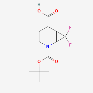 molecular formula C12H17F2NO4 B2745298 2-(叔丁氧羰基)-7,7-二氟-2-氮杂双环[4.1.0]庚烷-5-羧酸 CAS No. 2241138-67-8