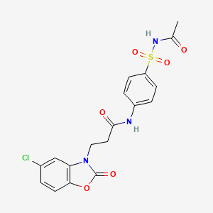 molecular formula C18H16ClN3O6S B2745299 N-[4-(acetylsulfamoyl)phenyl]-3-(5-chloro-2-oxo-1,3-benzoxazol-3(2H)-yl)propanamide CAS No. 902253-47-8