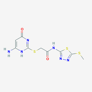 2-[(6-amino-4-oxo-1H-pyrimidin-2-yl)sulfanyl]-N-(5-methylsulfanyl-1,3,4-thiadiazol-2-yl)acetamide