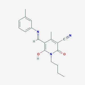 (Z)-1-butyl-4-methyl-2,6-dioxo-5-((m-tolylamino)methylene)-1,2,5,6-tetrahydropyridine-3-carbonitrile