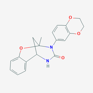molecular formula C19H18N2O4 B2745305 3-(2,3-dihydrobenzo[b][1,4]dioxin-6-yl)-2-methyl-5,6-dihydro-2H-2,6-methanobenzo[g][1,3,5]oxadiazocin-4(3H)-one CAS No. 899986-44-8