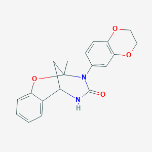 molecular formula C19H18N2O4 B2745305 10-(2,3-dihydro-1,4-benzodioxin-6-yl)-9-methyl-8-oxa-10,12-diazatricyclo[7.3.1.0^{2,7}]trideca-2,4,6-trien-11-one CAS No. 899986-44-8