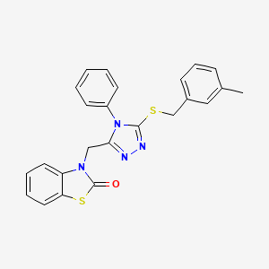molecular formula C24H20N4OS2 B2745306 3-((5-((3-methylbenzyl)thio)-4-phenyl-4H-1,2,4-triazol-3-yl)methyl)benzo[d]thiazol-2(3H)-one CAS No. 847402-23-7