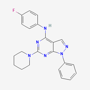 molecular formula C22H21FN6 B2745310 N-(4-fluorophenyl)-1-phenyl-6-(piperidin-1-yl)-1H-pyrazolo[3,4-d]pyrimidin-4-amine CAS No. 946288-88-6