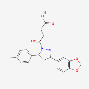 molecular formula C21H20N2O5 B2745314 4-(3-(苯并[d][1,3]二氧杂环-5-基)-5-(对甲苯基)-4,5-二氢-1H-吡唑-1-基)-4-氧代丁酸 CAS No. 1241481-55-9