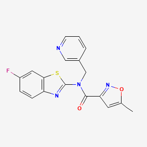 molecular formula C18H13FN4O2S B2745316 N-(6-fluorobenzo[d]thiazol-2-yl)-5-methyl-N-(pyridin-3-ylmethyl)isoxazole-3-carboxamide CAS No. 941909-73-5