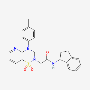 molecular formula C24H24N4O3S B2745321 N-(2,3-dihydro-1H-inden-1-yl)-2-(1,1-dioxido-4-(p-tolyl)-3,4-dihydro-2H-pyrido[2,3-e][1,2,4]thiadiazin-2-yl)acetamide CAS No. 1251611-40-1