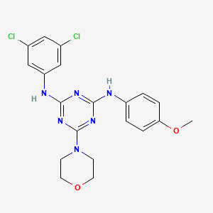 molecular formula C20H20Cl2N6O2 B2745323 N-(3,5-dichlorophenyl)-N'-(4-methoxyphenyl)-6-(morpholin-4-yl)-1,3,5-triazine-2,4-diamine CAS No. 898630-08-5