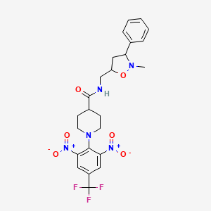 molecular formula C24H26F3N5O6 B2745326 1-[2,6-dinitro-4-(trifluoromethyl)phenyl]-N-[(2-methyl-3-phenyl-1,2-oxazolidin-5-yl)methyl]piperidine-4-carboxamide CAS No. 339276-45-8