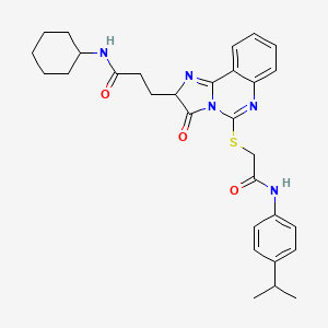 molecular formula C30H35N5O3S B2745328 N-环己基-3-{3-氧代-5-[({[4-(异丙基)苯基]氨基甲酰}硫基)-2H,3H-咪唑并[1,2-c]喹唑啉-2-基]丙酰胺 CAS No. 1037222-80-2