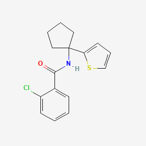 molecular formula C16H16ClNOS B2745331 2-chloro-N-(1-(thiophen-2-yl)cyclopentyl)benzamide CAS No. 2034567-39-8