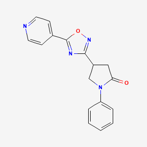 molecular formula C17H14N4O2 B2745333 1-phenyl-4-[5-(pyridin-4-yl)-1,2,4-oxadiazol-3-yl]pyrrolidin-2-one CAS No. 1172451-61-4