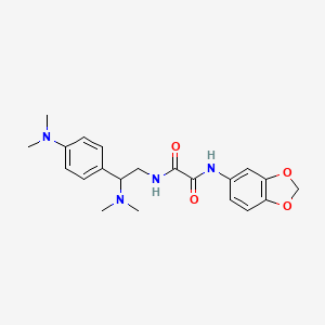molecular formula C21H26N4O4 B2745343 N1-(benzo[d][1,3]dioxol-5-yl)-N2-(2-(dimethylamino)-2-(4-(dimethylamino)phenyl)ethyl)oxalamide CAS No. 900005-55-2