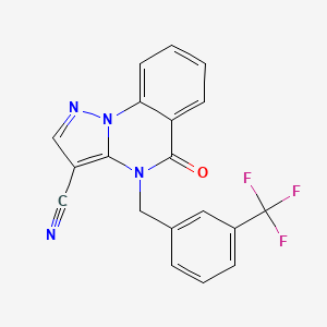 molecular formula C19H11F3N4O B2745344 5-Oxo-4-[3-(trifluoromethyl)benzyl]-4,5-dihydropyrazolo[1,5-a]quinazoline-3-carbonitrile CAS No. 861208-18-6