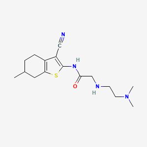 molecular formula C16H24N4OS B2745346 N-(3-cyano-6-methyl-4,5,6,7-tetrahydro-1-benzothiophen-2-yl)-2-{[2-(dimethylamino)ethyl]amino}acetamide CAS No. 1009496-77-8
