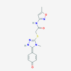 molecular formula C15H15N5O3S B274535 N-(5-methyl-1,2-oxazol-3-yl)-2-[[4-methyl-5-(4-oxocyclohexa-2,5-dien-1-ylidene)-1H-1,2,4-triazol-3-yl]sulfanyl]acetamide 